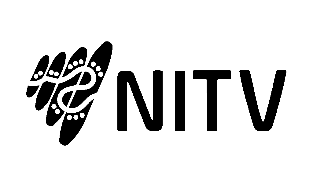 The NITV logo featuring stylized black and white artwork resembling a boomerang with dot patterns beside the bold, capitalized text NITV on a light background.