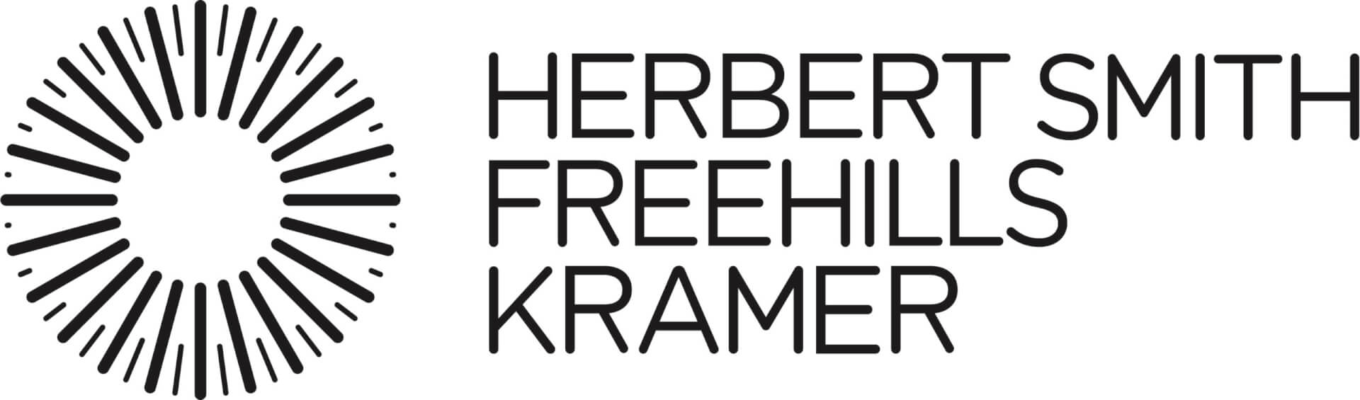 Black and white logo with a circular, radiating line pattern on the left and the text HERBERT SMITH FREEHILLS KRAMER in uppercase letters on the right.