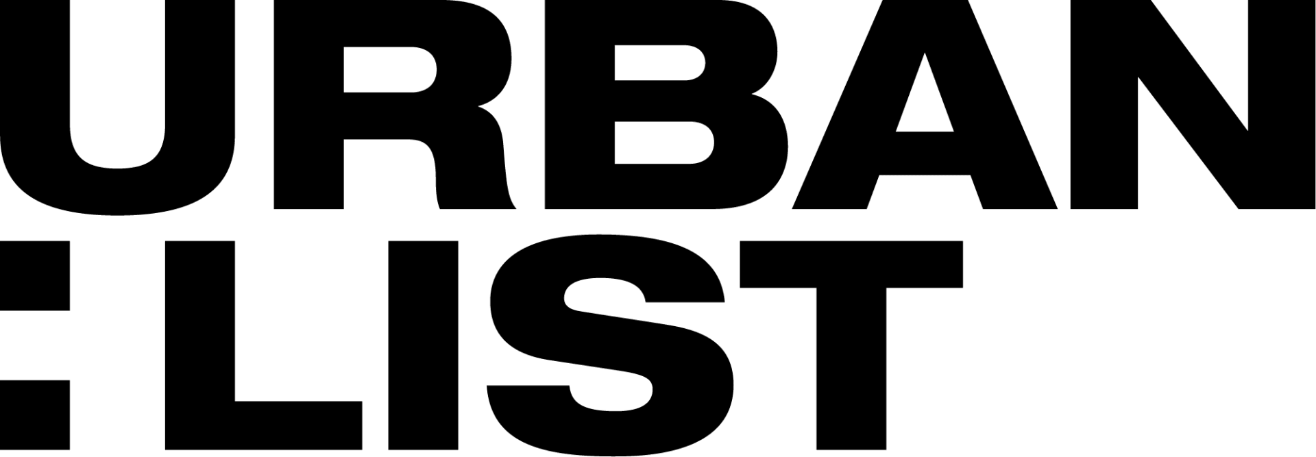 Large, bold black letters on a white background spell out URBAN LIST, with parts of the letters cropped by the image edges.
